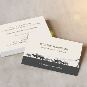 Modern Silhouette Dog Walking Business Card