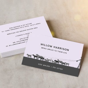 Modern Silhouette Dog Walking Business Card