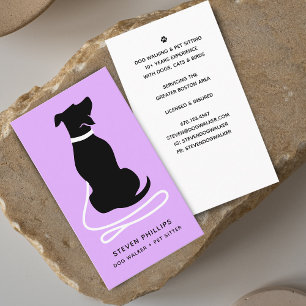 Modern Silhouette Dog Walking Dog Sitting Business Card