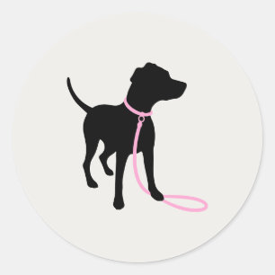 Modern Silhouette Dog Walking Logo Classic Round Sticker