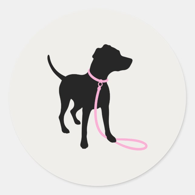 Modern Silhouette Dog Walking Logo Classic Round Sticker (Front)