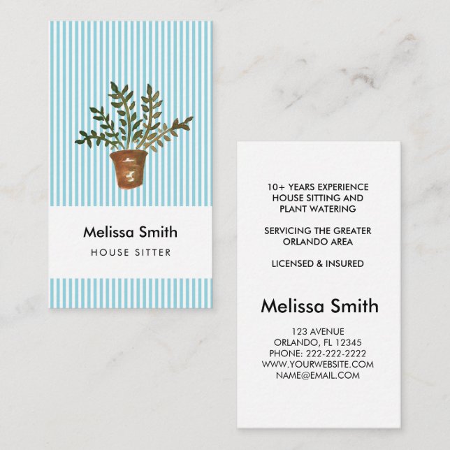 Modern Silhouette House Sitter Business Card (Front/Back)
