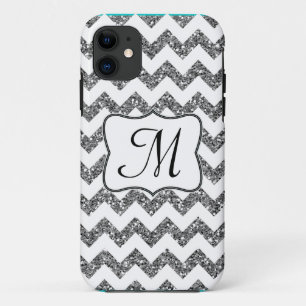 Modern Silv Glitter Chevron Monogram IPHONE 5 Case