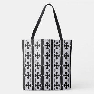 Modern Silver and Black Pattern Tote Bag