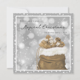 Modern Silver and Gold Magical Starry Christmas Holiday Card