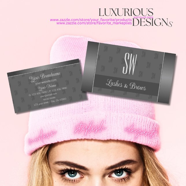 Modern Silver and Grey with Monogram Professional Business Card (Creator Uploaded)