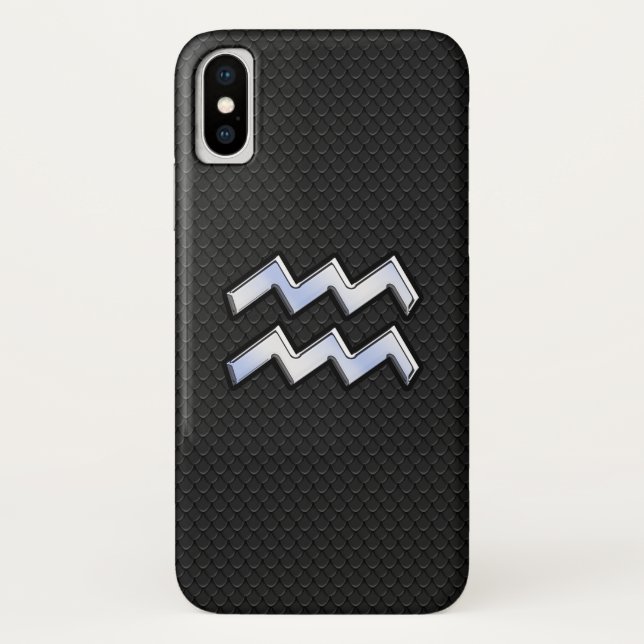 Modern Silver Aquarius Zodiac Sign on Snake Case-Mate iPhone Case (Back)