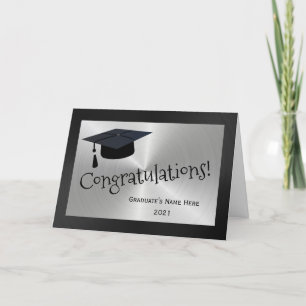 Modern Silver Black Congratulations Graduation Card