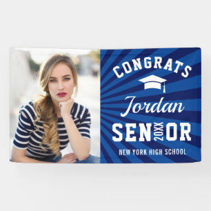 Modern Silver Blue Graduation Class of 2024 PHOTO Banner