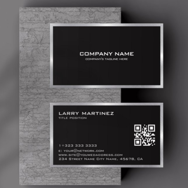 Modern Silver Border on White Square Business Card (Creator Uploaded)