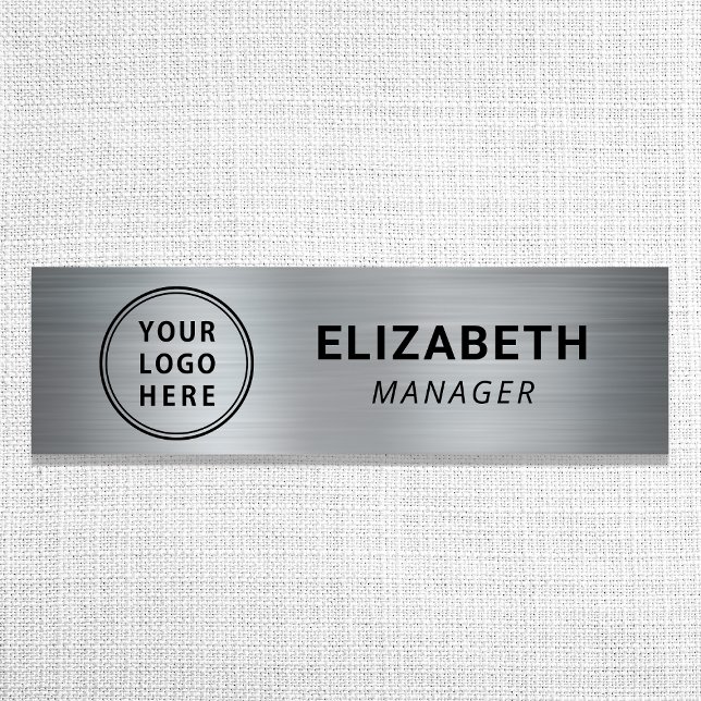 Modern Silver Business Logo Name Tag (Versatile and multi-purpose: our logo name tag is suitable for a wide range of professional settings)
