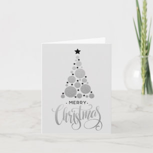Modern Silver Christmas Tree Holiday Card