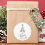 Modern Silver Christmas Tree Holiday Classic Round Sticker<br><div class="desc">Modern silver ball Christmas tree,  black stars,  and the words Merry Christmas in chic lettering,  use these beautiful round stickers for gift giving,  envelope seals,  party favours or any Christmas occasion.</div>