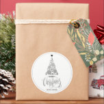 Modern Silver Christmas Tree Holiday Classic Round Sticker<br><div class="desc">Modern silver ball Christmas tree,  black stars,  and the words Merry Christmas in chic lettering,  use these beautiful round stickers for gift giving,  envelope seals,  party favours or any Christmas occasion.</div>