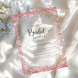 Modern Silver Copper Glitter Bridal Shower  Acrylic Invitations