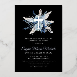 modern silver cross first communion