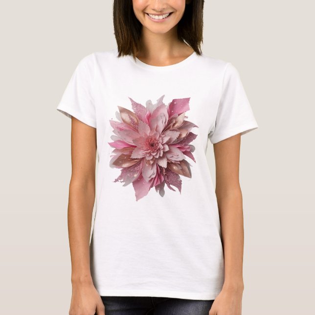Modern Silver FLOWER POWER Custom Design T-Shirt (Front)
