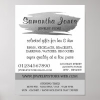 Modern Silver Foil Brushstroke, Jewelry Store