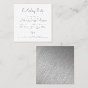 Modern Silver Foil & Script Birthday Party Ticket