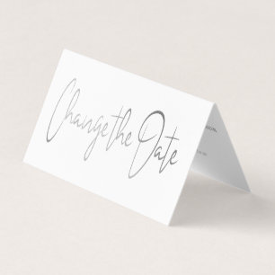 Modern Silver Foil Script Change The Date Card