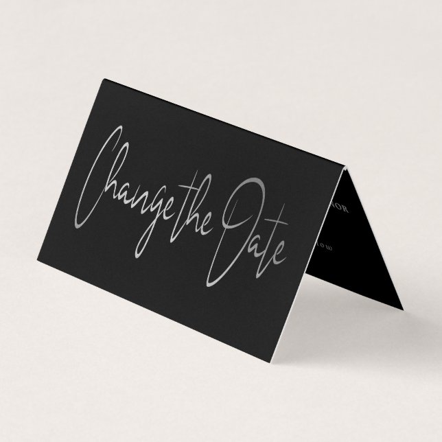 Modern Silver Foil Script Change The Date Card (Front)