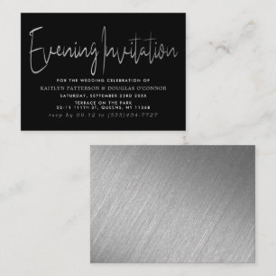 Modern Silver Foil Script Evening Invitation