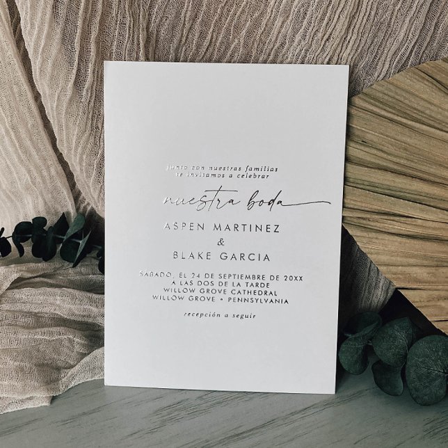 Modern Silver Foil Script | Grey Spanish Wedding (Creator Uploaded)