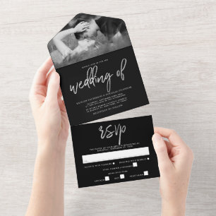 Modern Silver Foil Script Wedding All In One Invitation