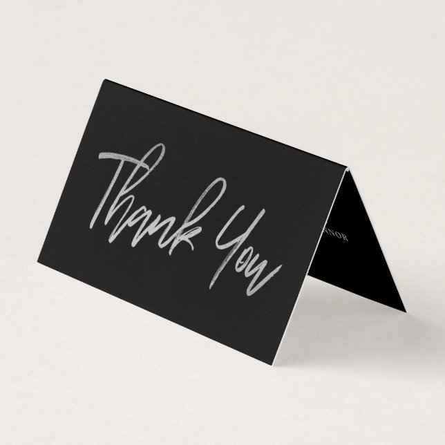 Modern Silver Foil Script Wedding Thank You Card (Front)