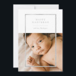 Modern Silver Frame Hanukkah Photo Holiday Card<br><div class="desc">Elegant faux silver foil frame,  Happy Hanukkah Holiday photo card. Features,  single photo on front and two photo template spaces on back of card with coordinating silver and white colour backgrounds.</div>