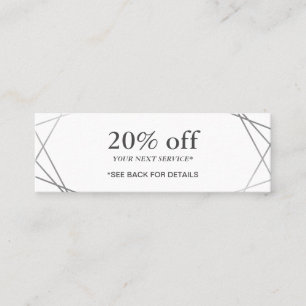 Modern Silver Geometric Pattern Discount Coupon Mini Business Card