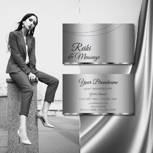 Modern Silver Glamourous Professional and Simple Business Card