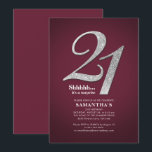 Modern Silver Glitter 21st Surprise Birthday Invitation<br><div class="desc">Create your own modern burgundy 21st birthday surprise with your party details on burgundy background and popular fonts you can easily change by clicking the "Personalise" button</div>