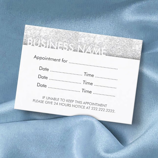 Modern Silver Glitter Beauty Salon Appointment Card (Creator Uploaded)