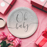 Modern silver glitter blush pink Oh Baby shower Paper Plate<br><div class="desc">Modern chic grey silver glitter blush pink Oh Baby shower</div>