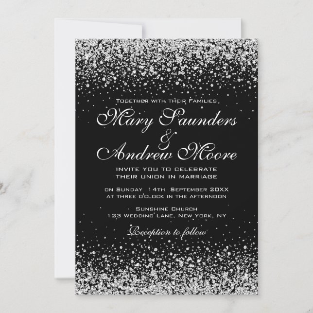 Modern Silver Glitter Confetti Invitation (Front)