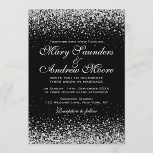 Modern Silver Glitter Confetti Invitation