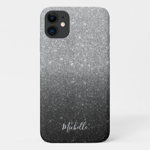 Modern Silver Glitter Custom Name Case-Mate iPhone Case