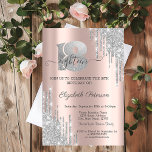 Modern Silver Glitter Drips 18th Birthday  Invitation<br><div class="desc">A modern,  chic,  and glamourous with silver glitter drips on a rose gold background.</div>