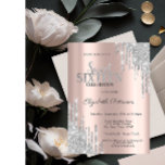 Modern Silver Glitter Drips Rose Gold  Sweet 16 Invitation<br><div class="desc">A modern,  chic and glamourous Sweet 16 with glitter drips on a rose gold background.</div>