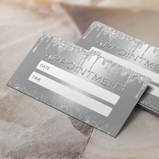 Modern Silver Glitter Drips Salon Spa Appointment