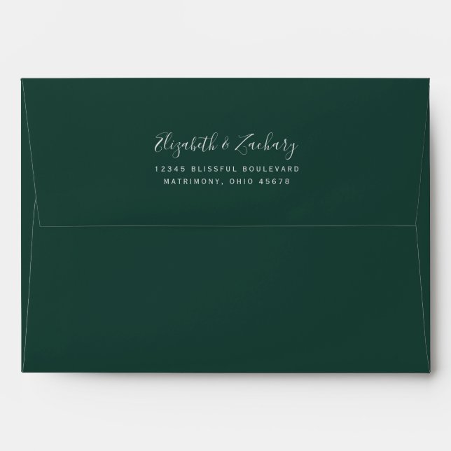 Modern Silver Glitter Emerald Green Wedding Envelope (Back (Top Flap))