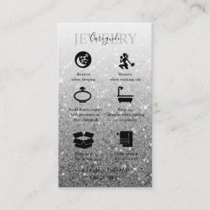 Modern Silver Glitter Jewellery Care Business Car Card