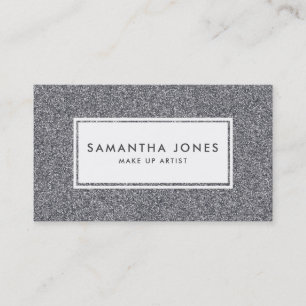 Modern Silver Glitter Make Up Artist Business Card