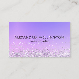 Modern Silver Glitter Ombre Make Up Artist Business Card