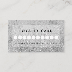 Modern Silver Glitter Salon Loyalty    Business Card