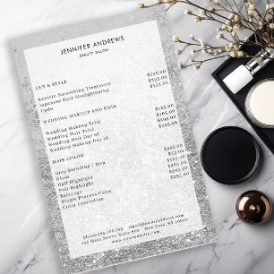 Modern Silver Glitter Salon Price List  Flyer