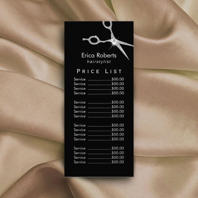 Modern Silver Glitter Scissor Hair Salon Rack Card (Creator Uploaded)