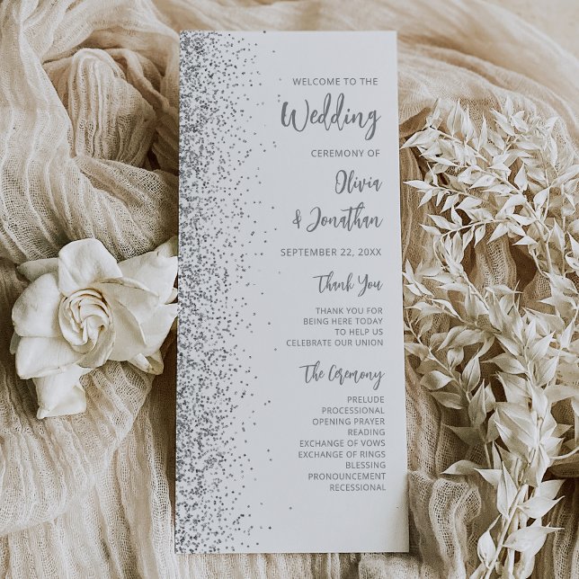 Modern Silver Glitter Script White Wedding (Creator Uploaded)