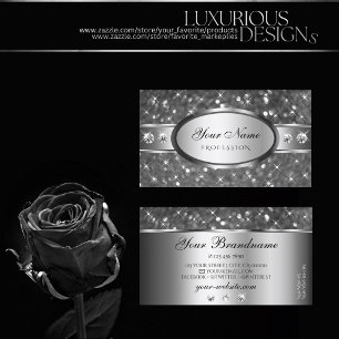 Modern Silver Glitter Sparkle Diamonds Quality Business Card